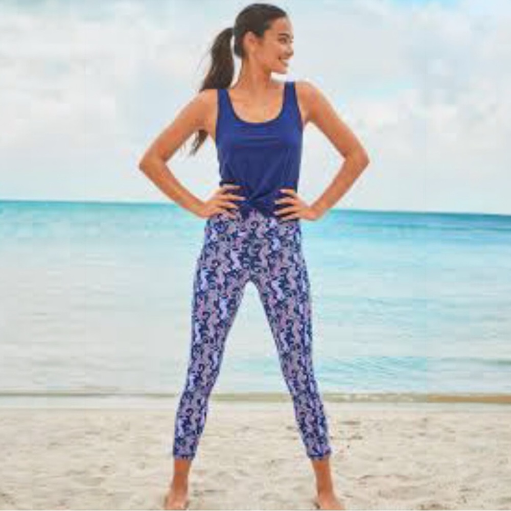 Lilly Pulitzer Luxletic Weekender High Rise Midi Leggings On the Catwalk Sz S